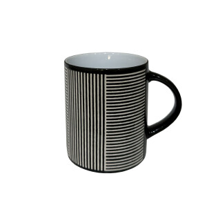 LINES DARK ΚΟΥΠΑ 8x8x10 STONEWARE ΜΑΥΡΟ ΛΕΥΚΟ