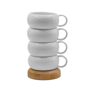 CURVE ΚΟΥΠΑ SET 4ΤΜΧ 12x10x19 ΠΟΡΣΕΛΑΝΗ ΛΕΥΚΟ ΦΥΣΙΚΟ BAMBOO