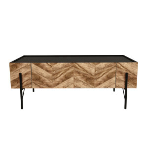 PARKE COFFEE TABLE ΜΑΥΡΟ ΦΥΣΙΚΟ ΜΕ PATTERN ΜΑΥΡΟ 120x63x45