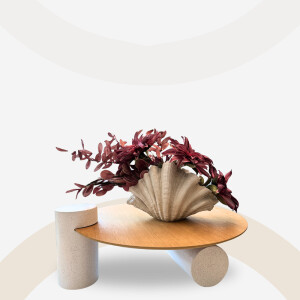 ASSYMETRON COFFEE TABLE ΦΥΣΙΚΟ ΓΚΡΙ ΑΝΟΙΧΤΟ 110x100x41