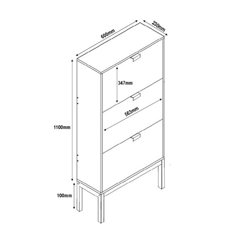 ROMBUS ΠΑΠΟΥΤΣΟΘΗΚΗ 3ΠΟΡΤΕΣ ΜΑΥΡΟ SONOMA ΛΕΥΚΟ ΜΕ PATTERN 60x23x120