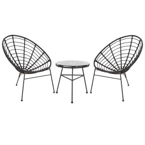 ΣΕΤ ΕΞΩΤΕΡΙΚΟΥ ΧΩΡΟΥ 3ΤΜΧ FB921047.12 ΜΑΥΡΟ ΣΥΝΘ.RATTAN & ΜΕΤΑΛΛΟ
