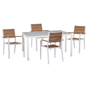 ΣΕΤ ΤΡΑΠΕΖΑΡΙΑΣ 5ΤΜΧ ΤΡΑΠ. 150Χ90 & ΠΟΛ/ΝΕΣ ΑΛΟΥΜΙΝΙΟΥ ΜΕ POLYWOOD ΛΕΥΚΕΣ FB911706.01