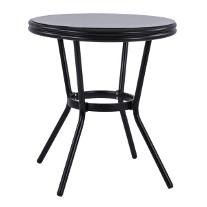 ΤΡΑΠΕΖΙ ΑΛΟΥΜΙΝΙΟΥ Φ70 BAMBOO FB95532.02 ΜΑΥΡΟ ΜΕ ΓΥΑΛΙ Φ70X76 εκ
